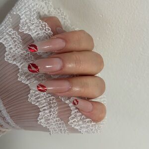 Red and Clear Nail Art